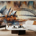 Watercolor Skyline Sydney Mural Wallpaper - room preview 03