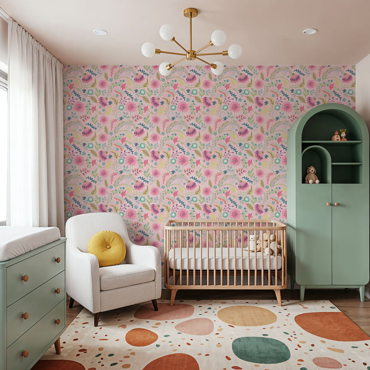Flowers of the Cactus Pink Mural Wallpaper - room preview 03