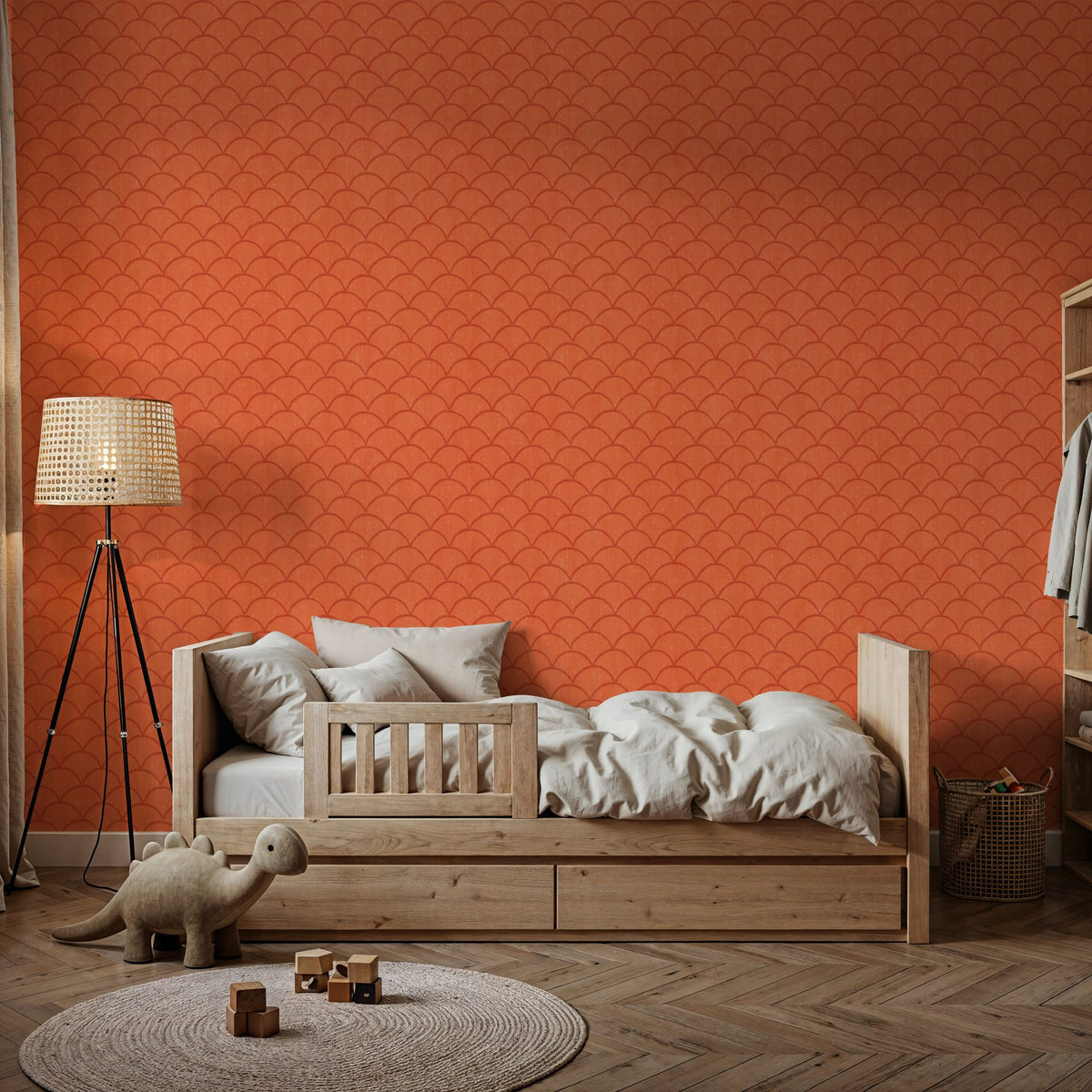 Coastal Scales Orange Mural Wallpaper - room preview 03