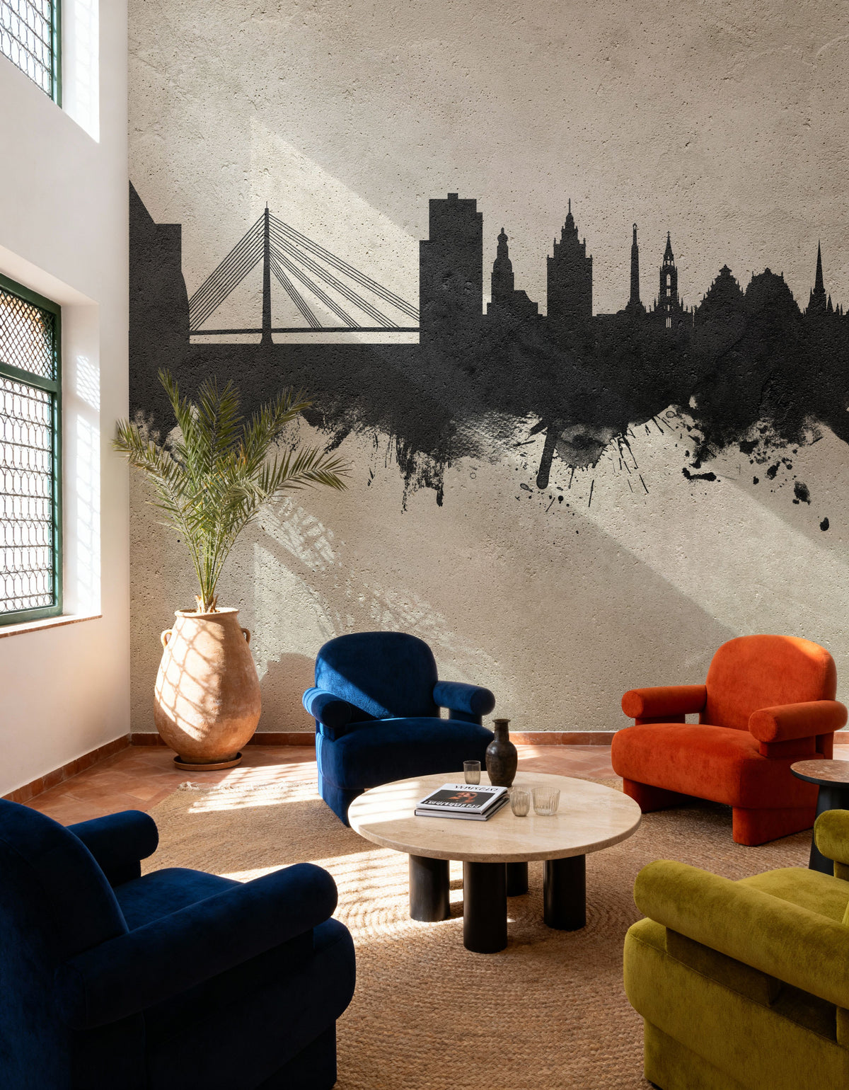 Riga Latvia Skyline Concrete Mural Wallpaper - room preview 03