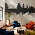 Riga Latvia Skyline Concrete Mural Wallpaper - room preview 03