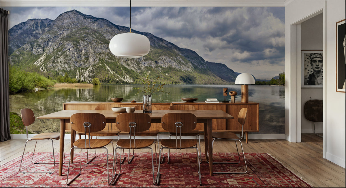 Azure Alpine Mirror Mural Wallpaper - room preview 03