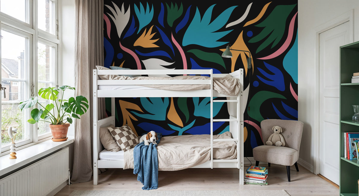 Tulip Cut Out, Dark Mural Wallpaper - room preview 03