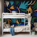 Tulip Cut Out, Dark Mural Wallpaper - room preview 03