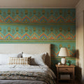 Floral Paisley Blue Mural Wallpaper - room preview 03