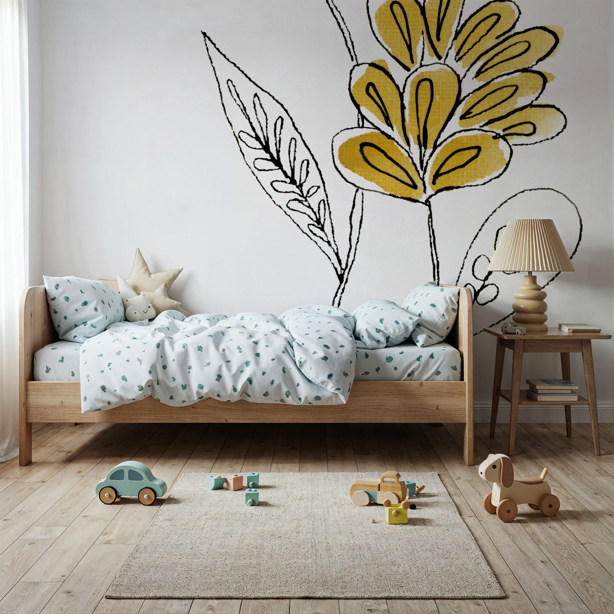 Line Flower IV Mural Wallpaper - room preview 03