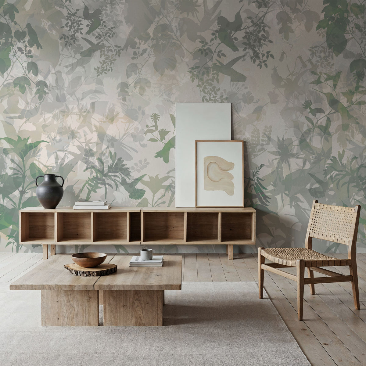 Watermark Birds Mural Wallpaper - Neutral Tone - room preview 03