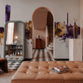 Malmö Sweden Skyline Purple & Gold Mural Wallpaper - room preview 03