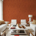 Time to Share Florals Orange Mural Wallpaper - room preview 03
