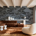 Ukiyo-e Clouds, Denim Blue Mural Wallpaper - room preview 03