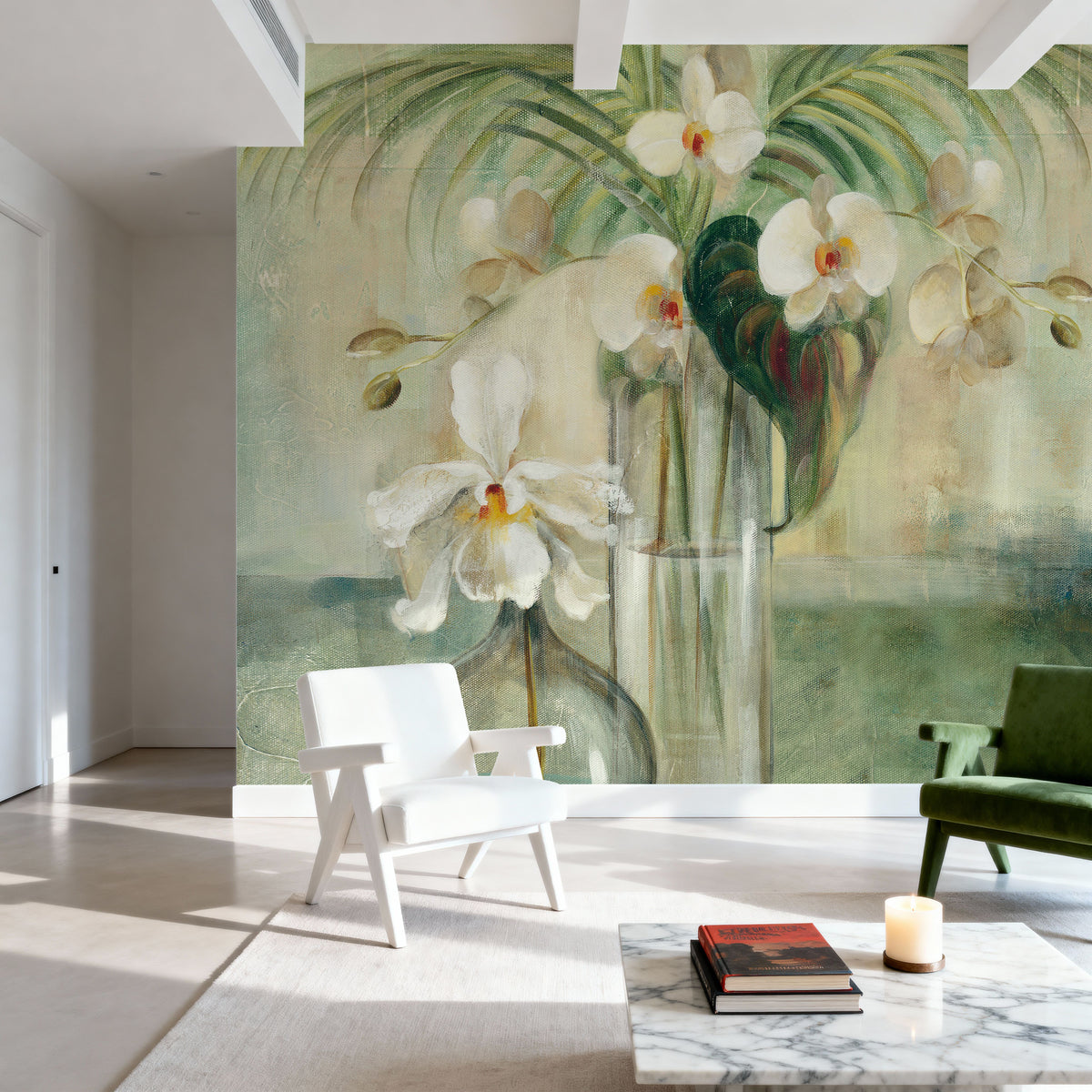 Silver Orchids III Mural Wallpaper - room preview 03