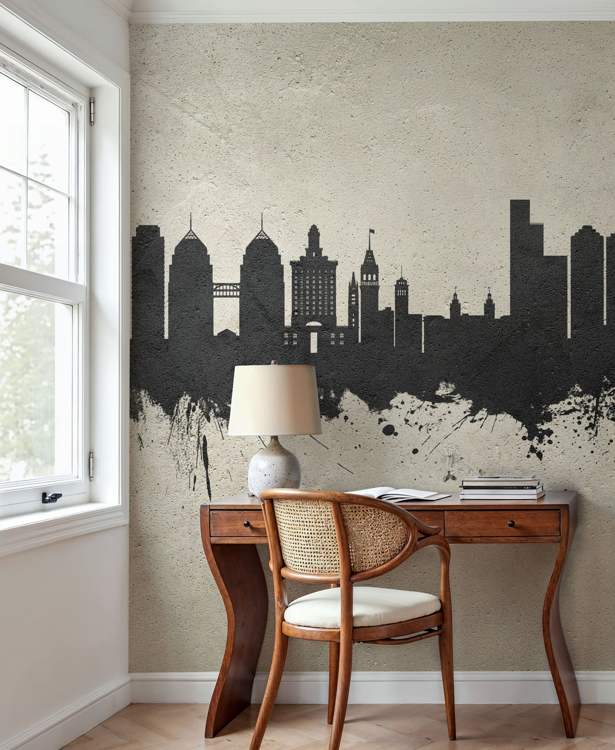 Oakland California Skyline Concrete Mural Wallpaper - room preview 03