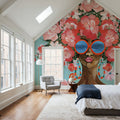 Sunning in Florals I Mural Wallpaper - Red Tone - room preview 03