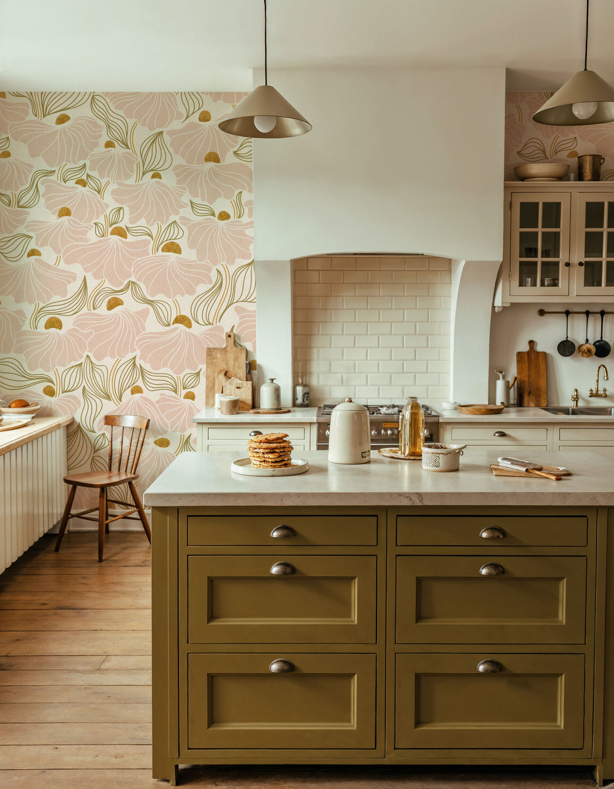 Natural Flow Meadow, Blush Mural Wallpaper - room preview 03