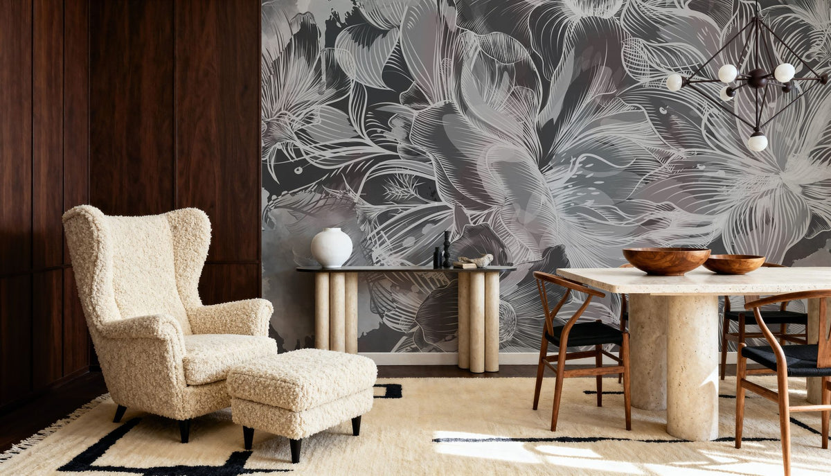 Seeing Through Leaves Dark Mural Wallpaper - room preview 03