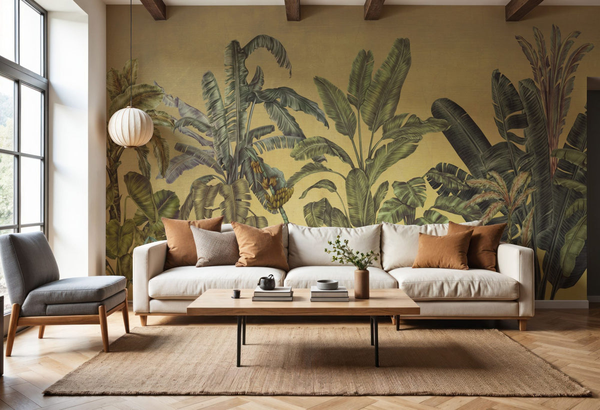 Madagascar Foliage, Yellow Mural Wallpaper - room preview 03
