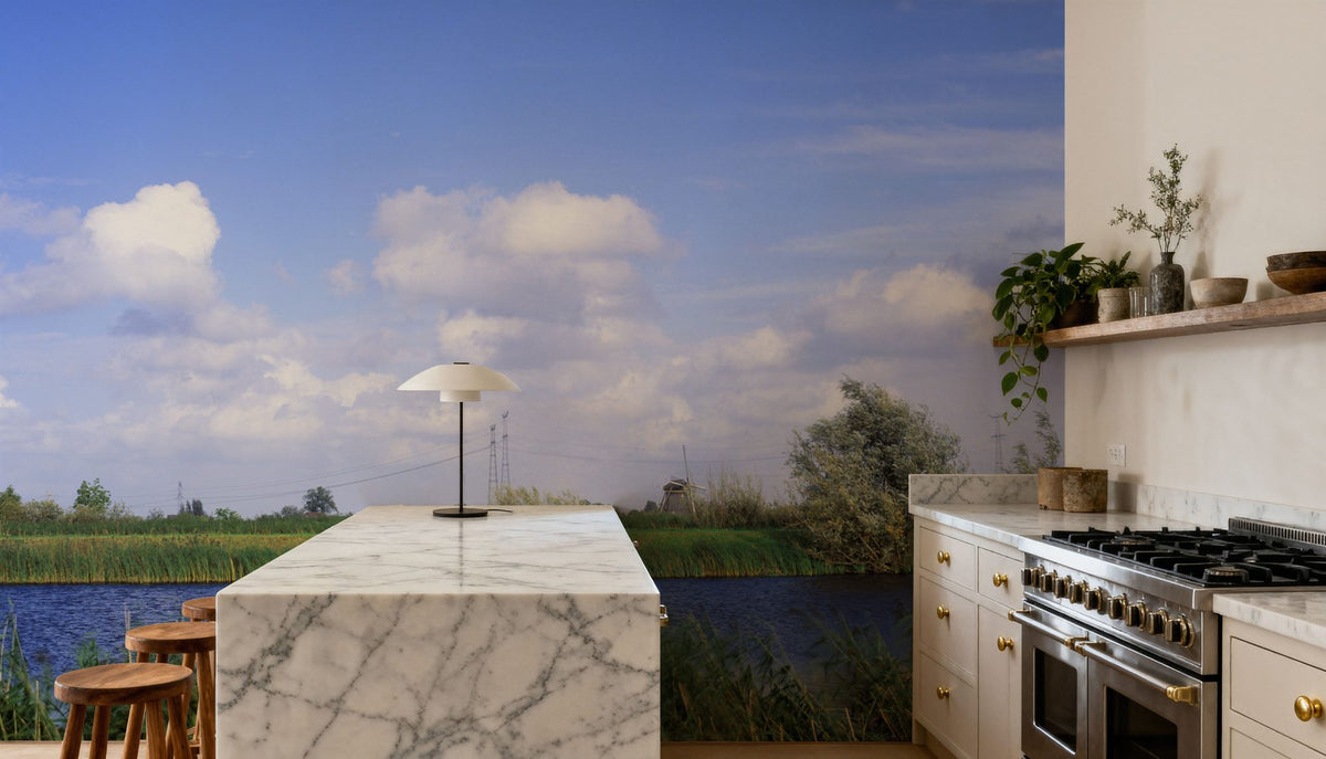 Dutch Riverside Windmill Mural Wallpaper - room preview 03