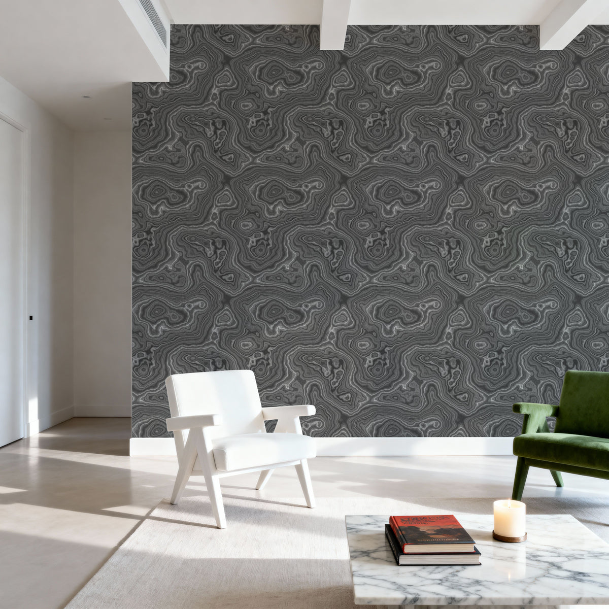 Root Wood, Gray Mural Wallpaper - room preview 03