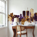 Tucson Arizona Skyline Purple & Gold Mural Wallpaper - room preview 03