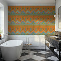 Floral Paisley Orange Mural Wallpaper - room preview 03
