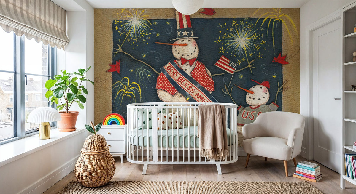 Seasonal Snowman VII Mural Wallpaper - room preview 03