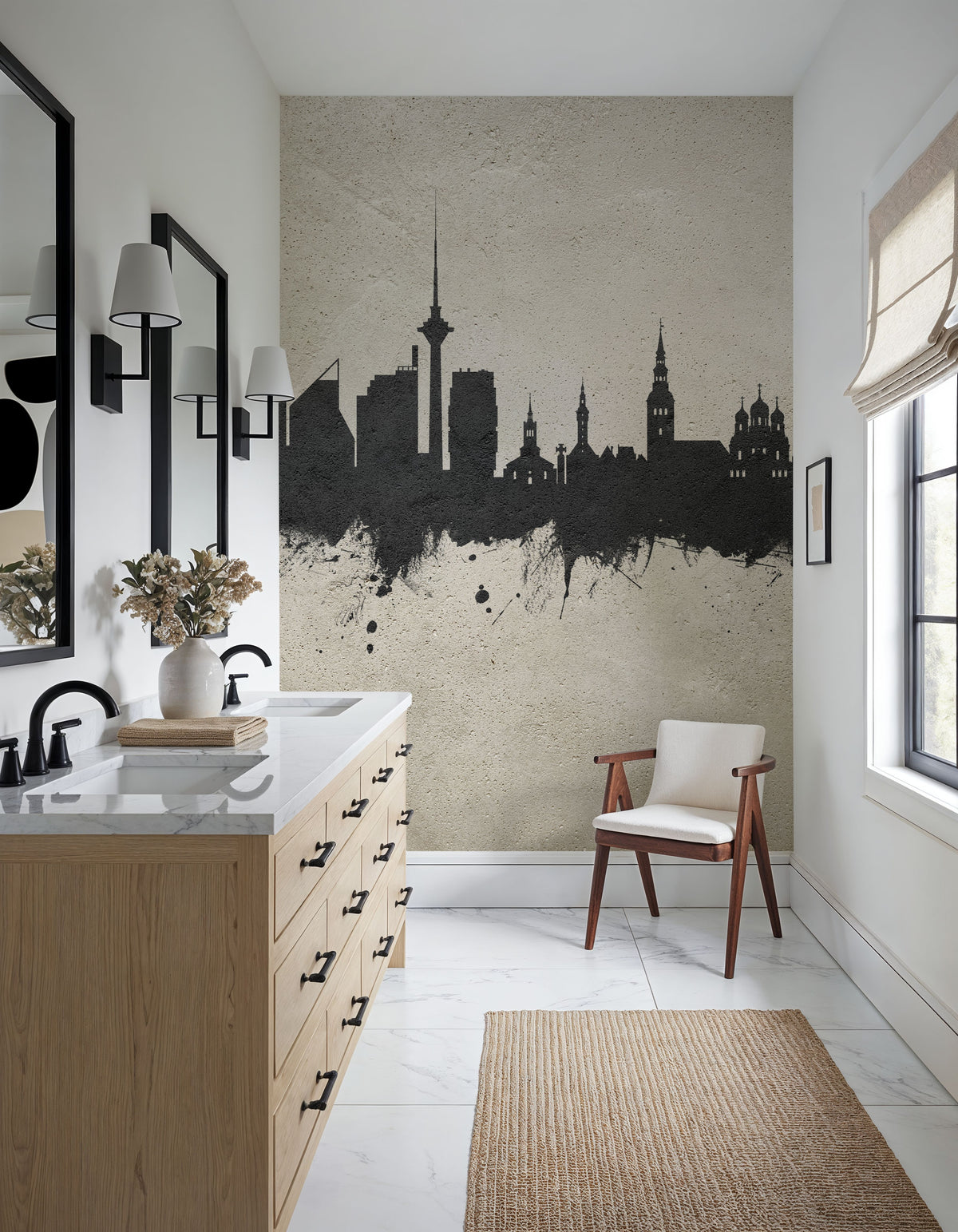 Tallinn Estonia Skyline Concrete Mural Wallpaper - room preview 03