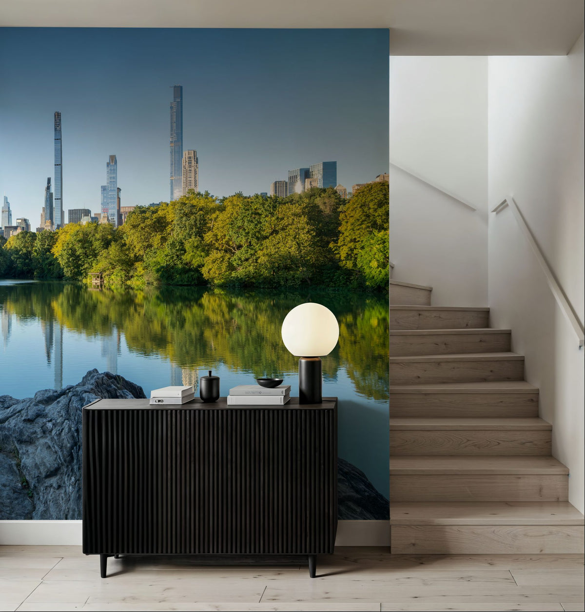 The Lake At Sunrise Mural Wallpaper - room preview 03