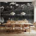 Lake Louise BW Mural Wallpaper - room preview 03