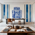 Chinoiserie Vase I Stripes Mural Wallpaper - room preview 03