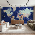 World Map Cities - Powa Mural Wallpaper - room preview 03