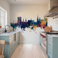 Dundee Scotland Skyline Blue & Bronze Mural Wallpaper - room preview 03