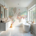 World Map Cities - Pastella Mural Wallpaper - room preview 03