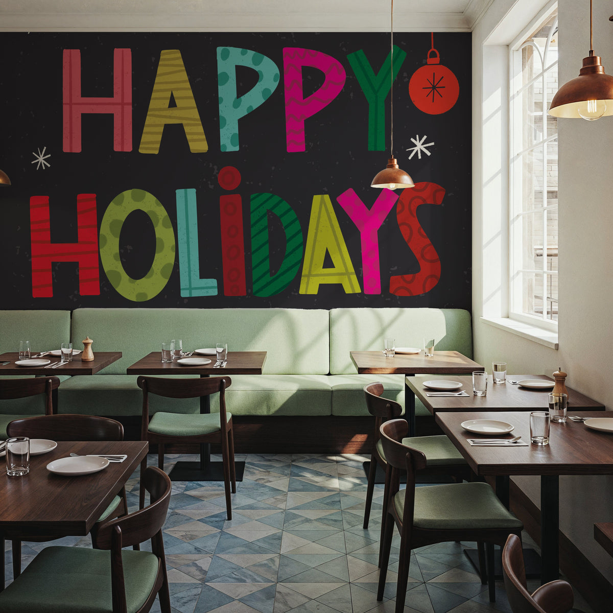 Holiday Wishes I Mural Wallpaper - room preview 03