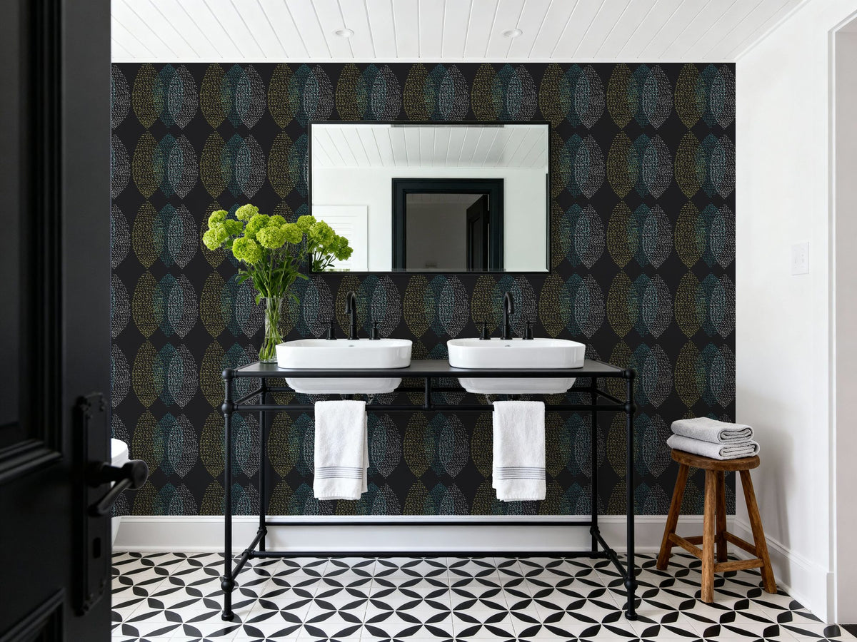 Jump Dark Leaves Mural Wallpaper - room preview 03