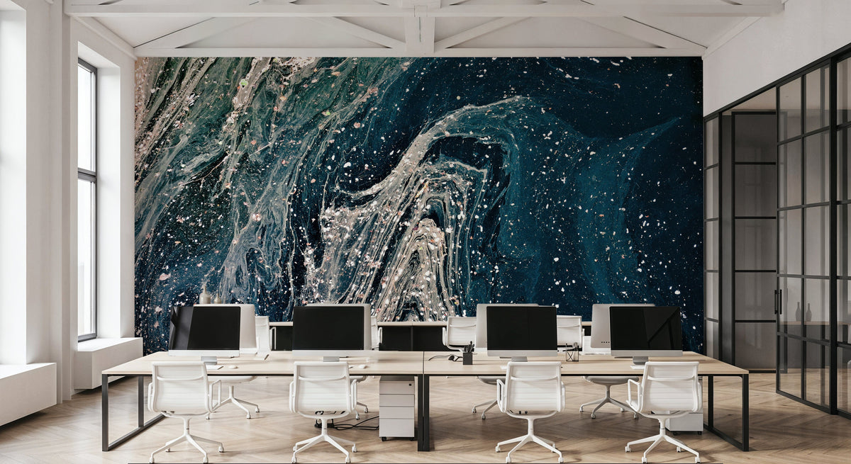 Marbled Paper, Dark Mural Wallpaper - room preview 03