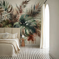 Tropical Rains on Monstera Leaves Mural Wallpaper - room preview 03