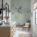 Birds in the Garden Mint Mural Wallpaper - room preview 03