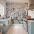 Focus on the Dahlia Light Green Mural Wallpaper - room preview 03