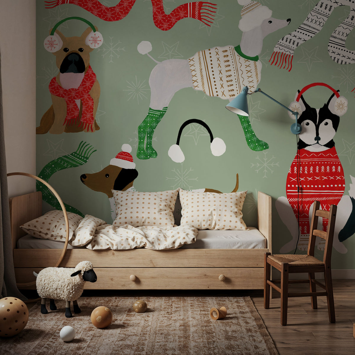 Puppy It's Cold Outside I Mural Wallpaper - room preview 03