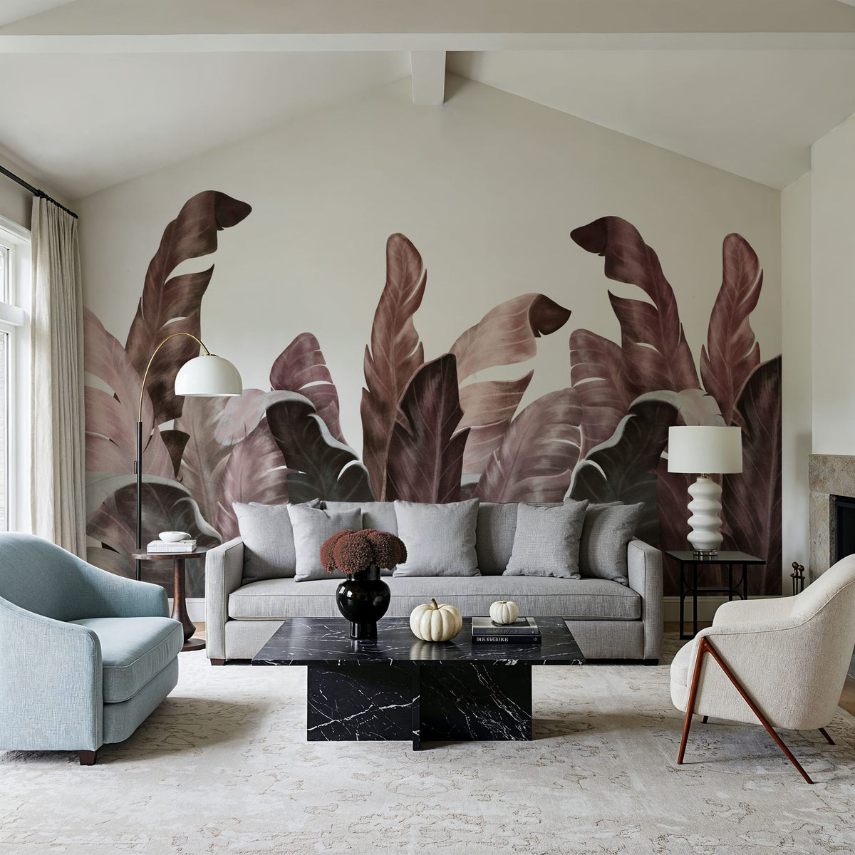 Leaves in Que Mural Wallpaper - room preview 03