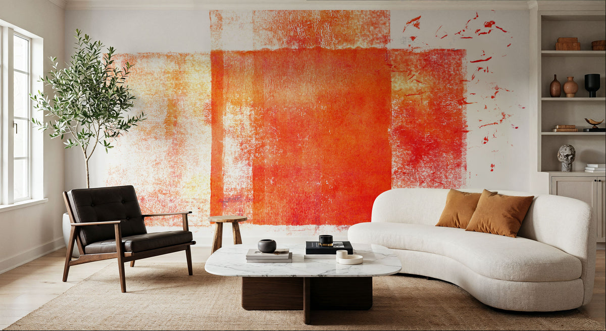 Rustic Red Geometry Mural Wallpaper - room preview 03