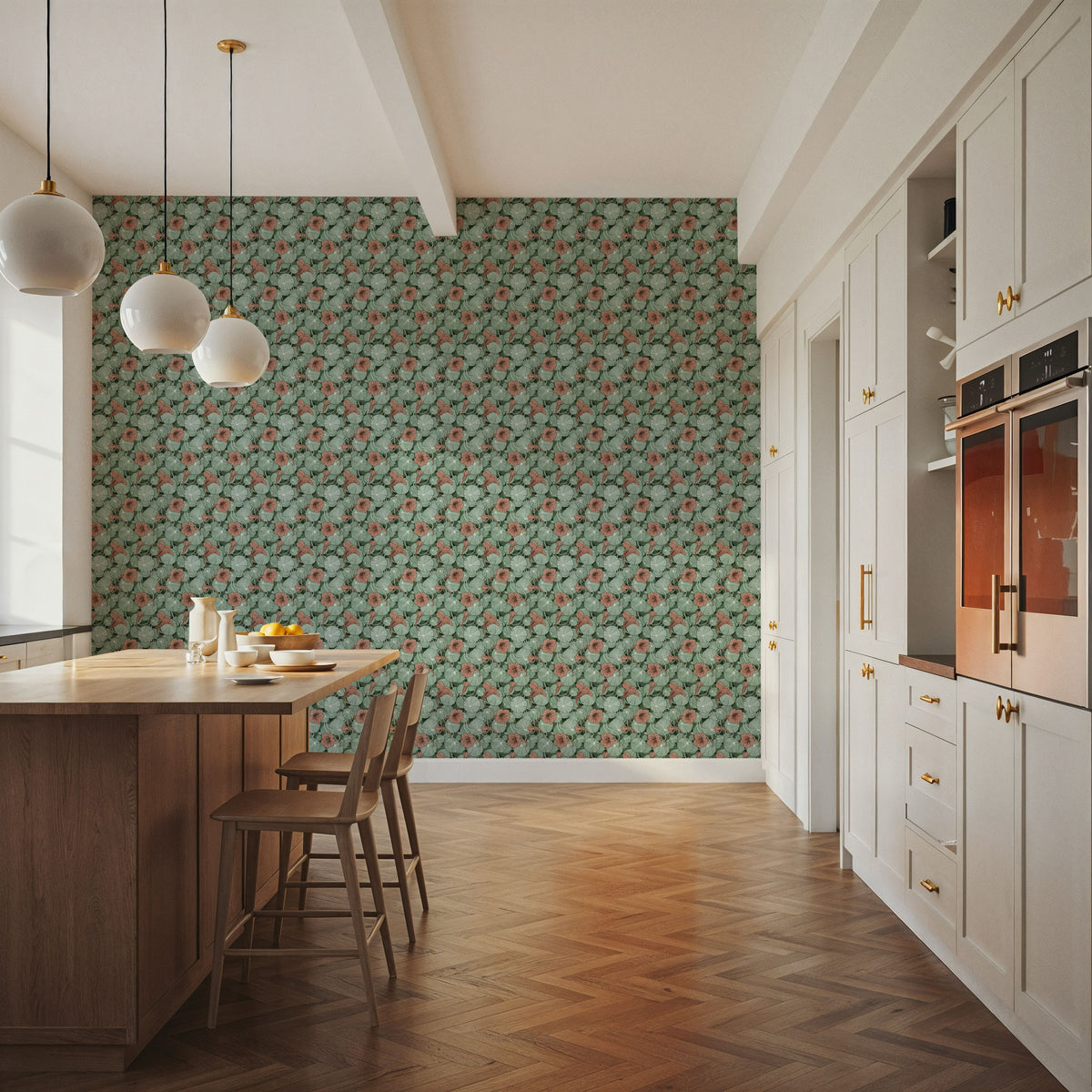 Nasturtium Verdure, Peachy Rose Mural Wallpaper - room preview 03