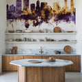 San Diego California Skyline Purple & Gold Mural Wallpaper - room preview 03