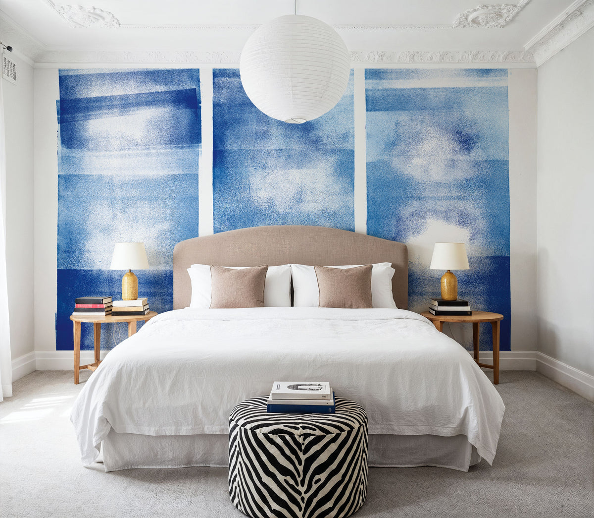 Blue Geometric Abstract Mural Wallpaper - room preview 03