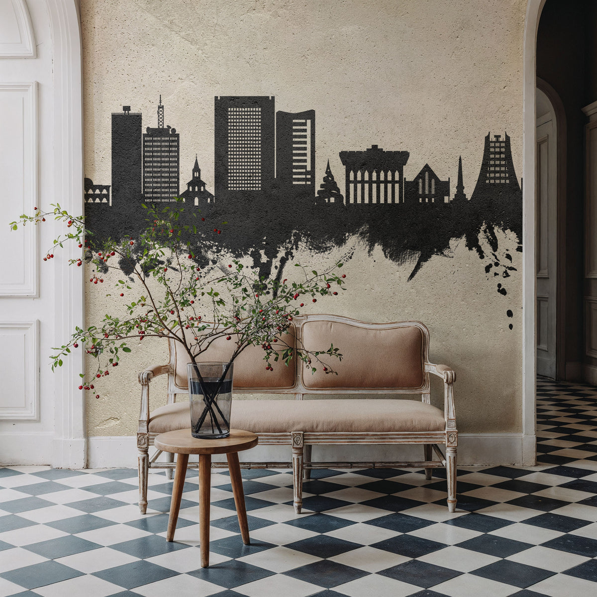 Yaoundé Cameroon Skyline Concrete Mural Wallpaper - room preview 03
