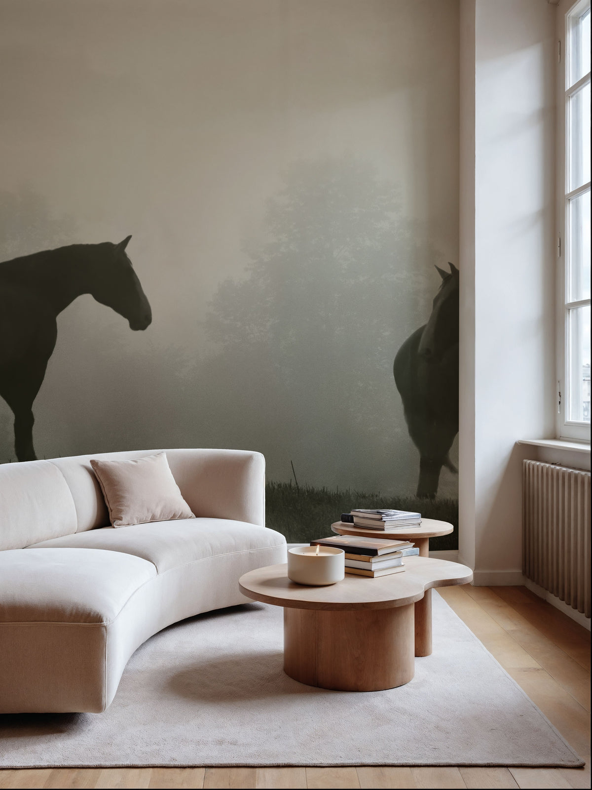 Morning Meadow Horses IV Mural Wallpaper - room preview 03