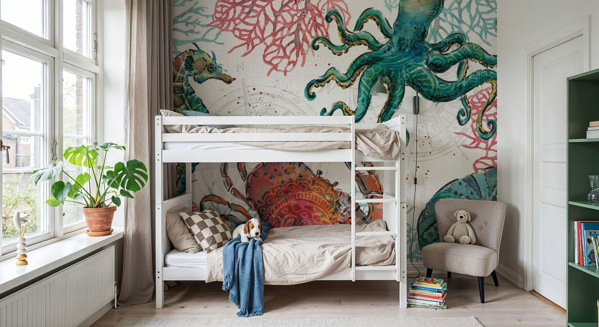Ocean Finds Mural Wallpaper - room preview 03