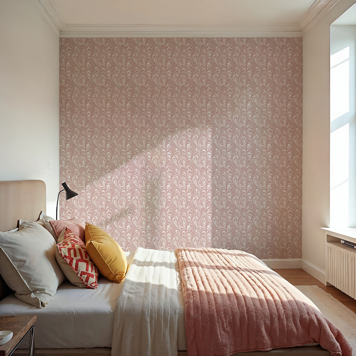 Marbelized Flow, Pink Tulip Mural Wallpaper - room preview 03