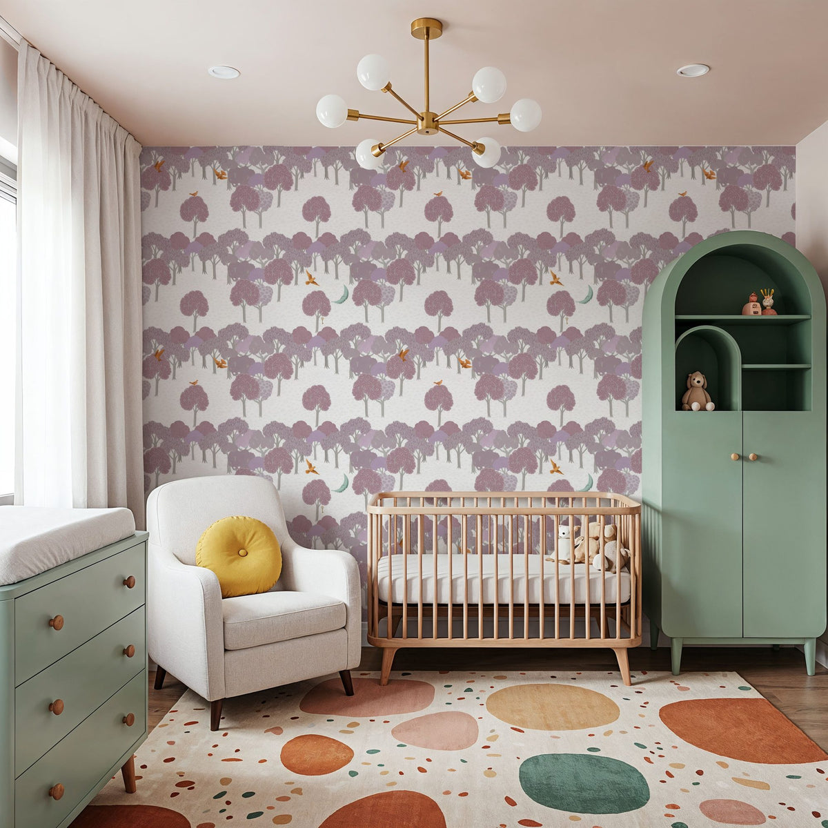 The Key to the Forest, Pink Mural Wallpaper - room preview 03
