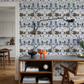 Autumn Forest Illustration, Light Blue Mural Wallpaper - room preview 03